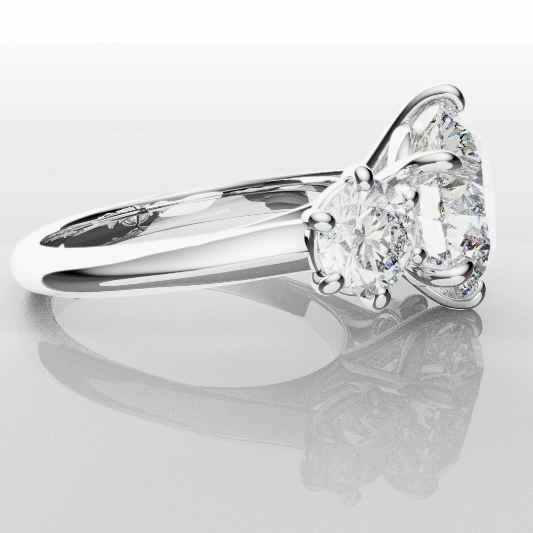 Six Claw Classic Round Trilogy Engagement Ring