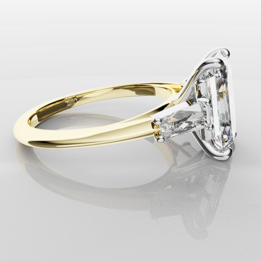 Emerald Cut Diamond Ring With Tapered Baguettes