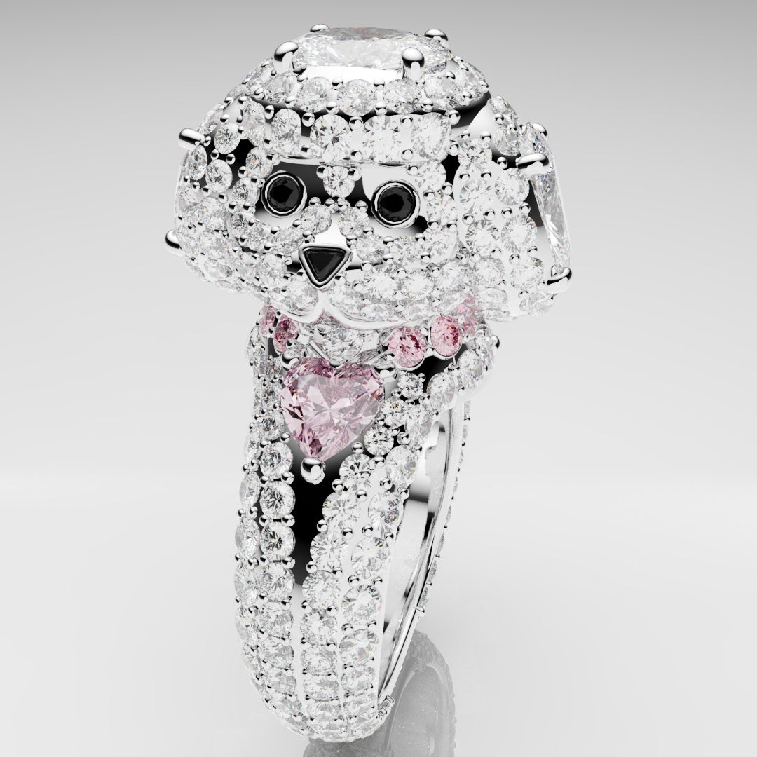 Bespoke Toy Poodle Diamond Ring