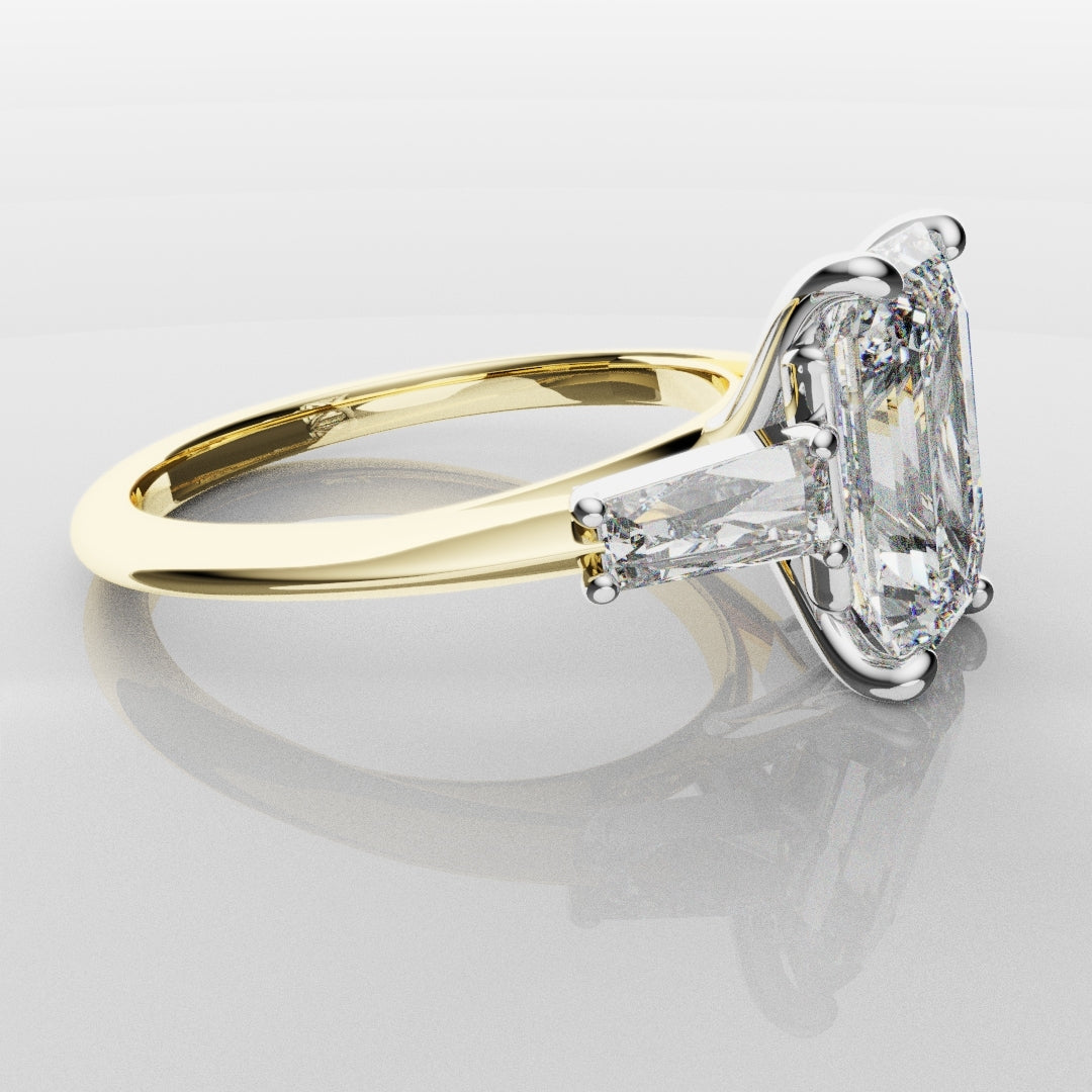 Emerald Cut Diamond Ring With Tapered Baguettes