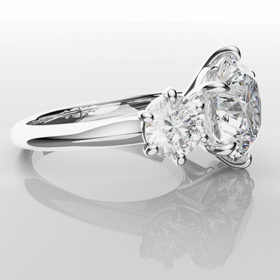 Six Claw Classic Round Trilogy Engagement Ring