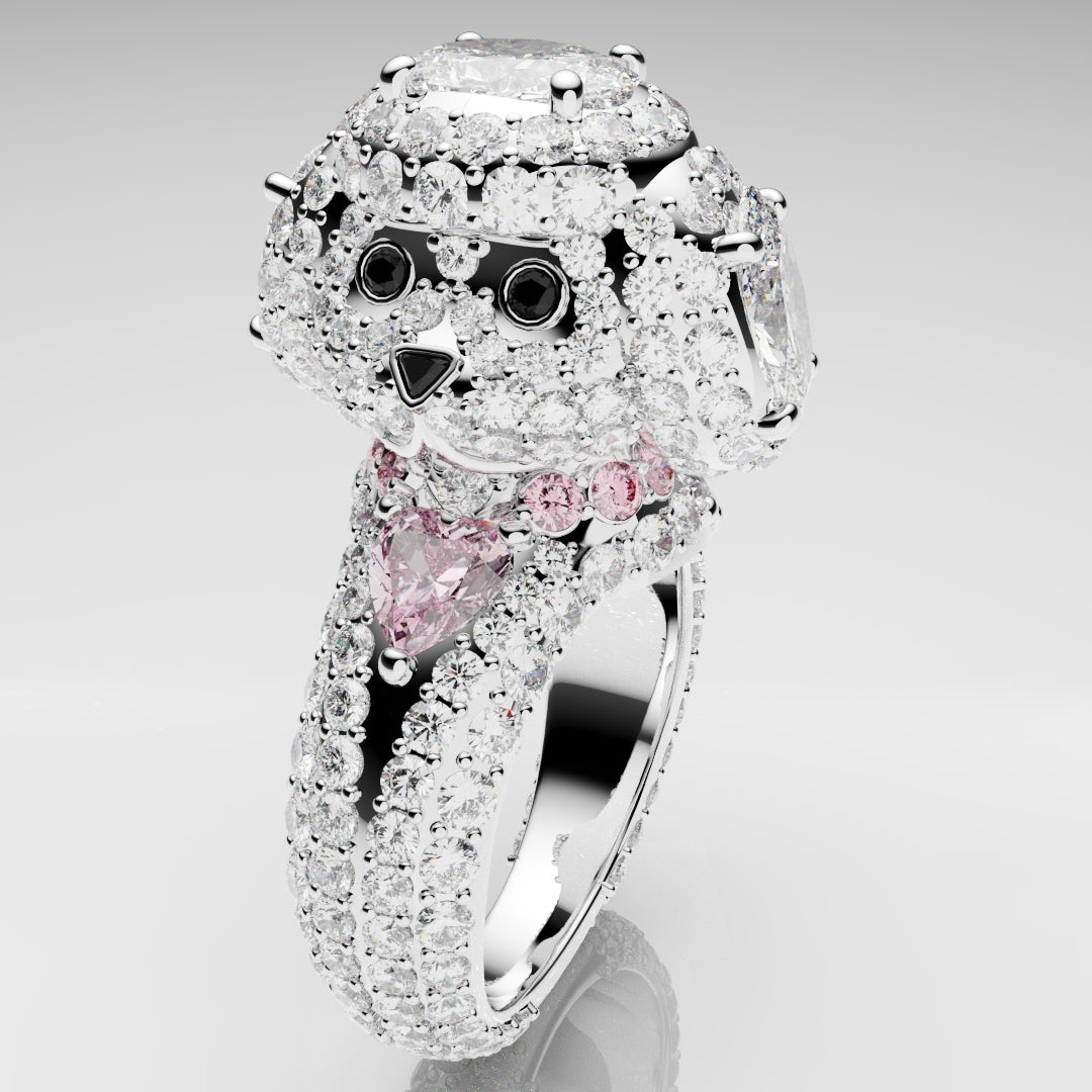 Bespoke Toy Poodle Diamond Ring