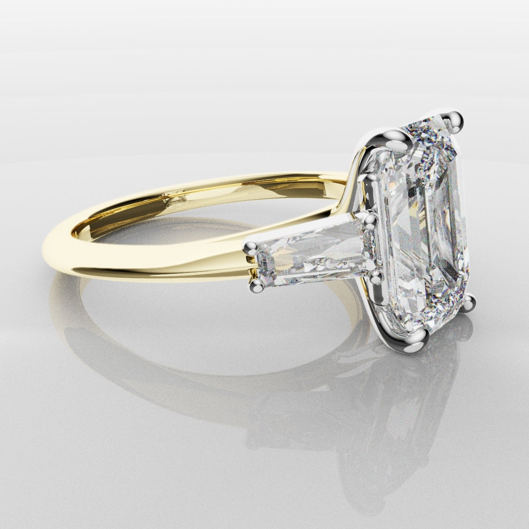 Emerald Cut Diamond Ring With Tapered Baguettes