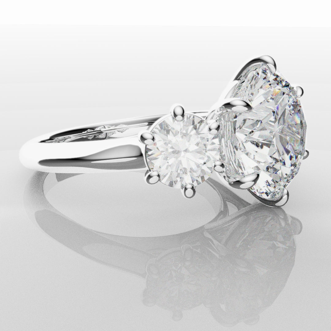 Six Claw Classic Round Trilogy Engagement Ring