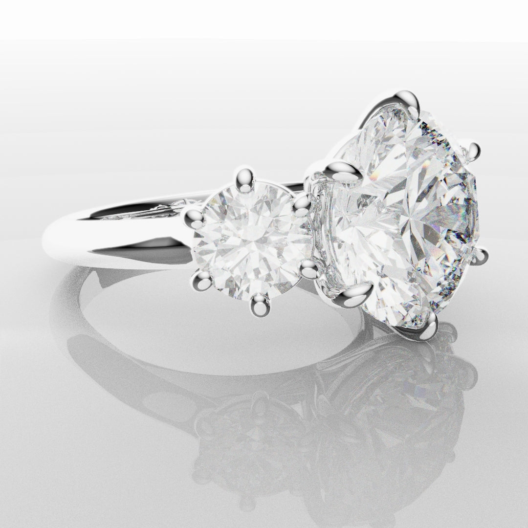 Six Claw Classic Round Trilogy Engagement Ring