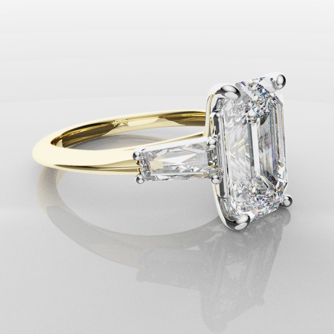 Emerald Cut Diamond Ring With Tapered Baguettes