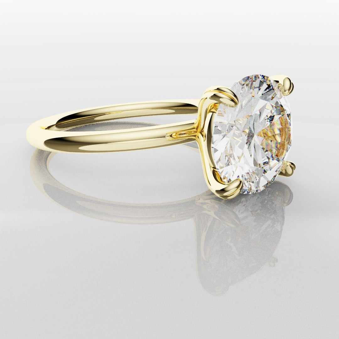 3ct Round Brilliant Cut Yellow Gold Solitaire Engagement Ring