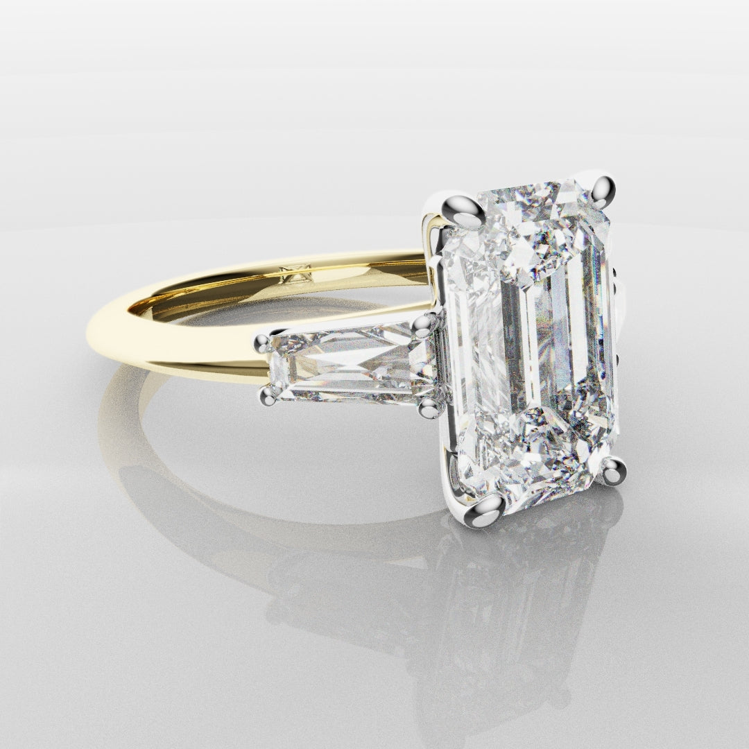 Emerald Cut Diamond Ring With Tapered Baguettes
