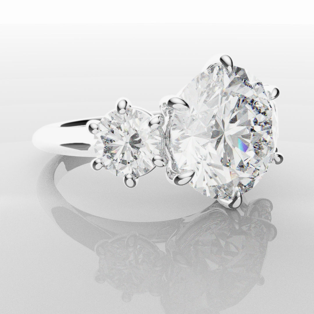 Six Claw Classic Round Trilogy Engagement Ring
