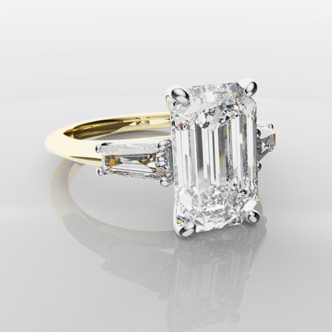 Emerald Cut Diamond Ring With Tapered Baguettes