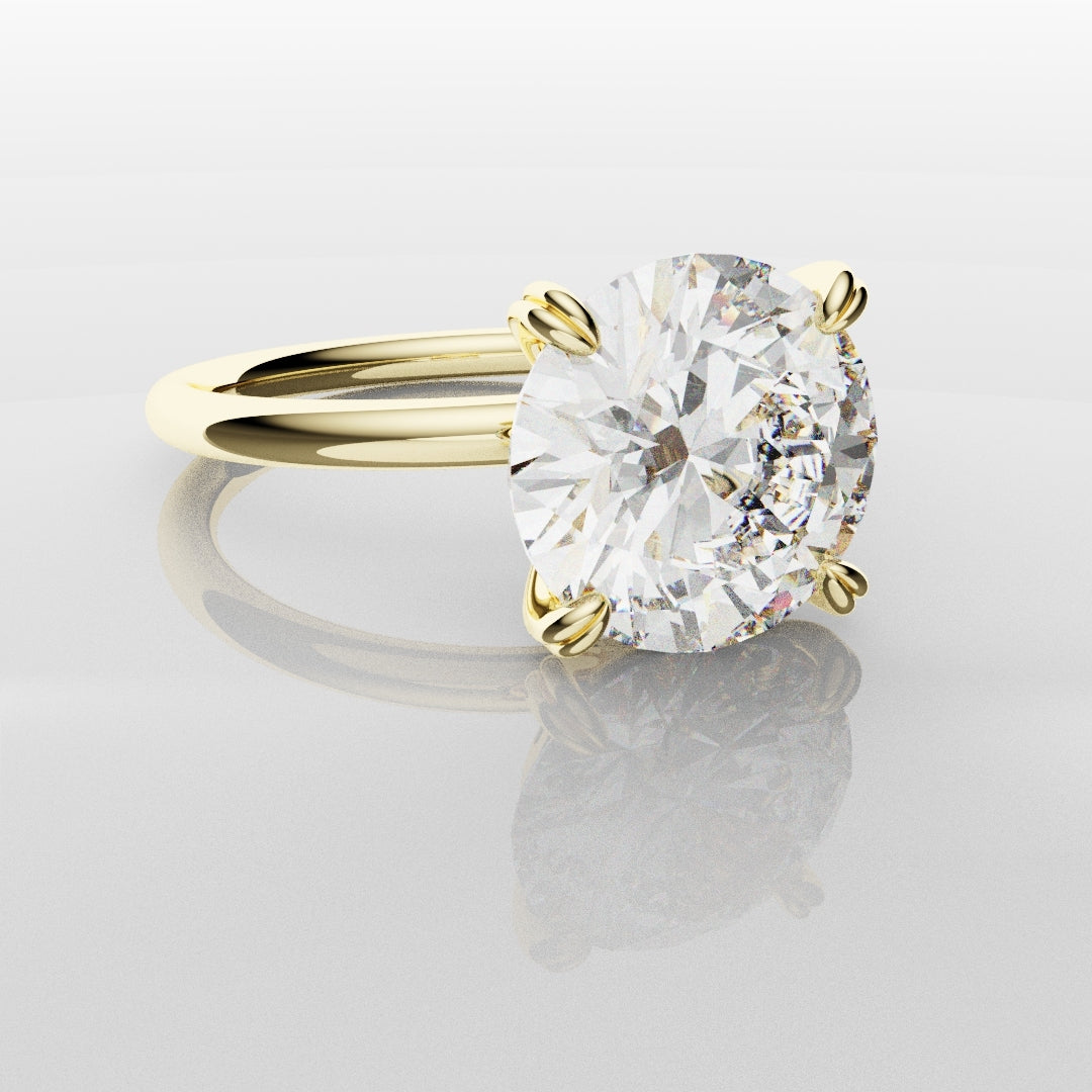 3ct Round Brilliant Cut Yellow Gold Solitaire Engagement Ring