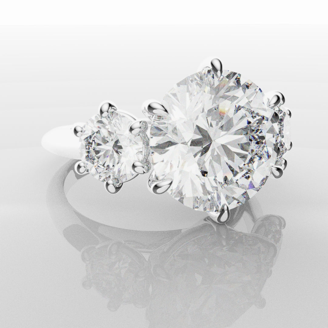 Six Claw Classic Round Trilogy Engagement Ring