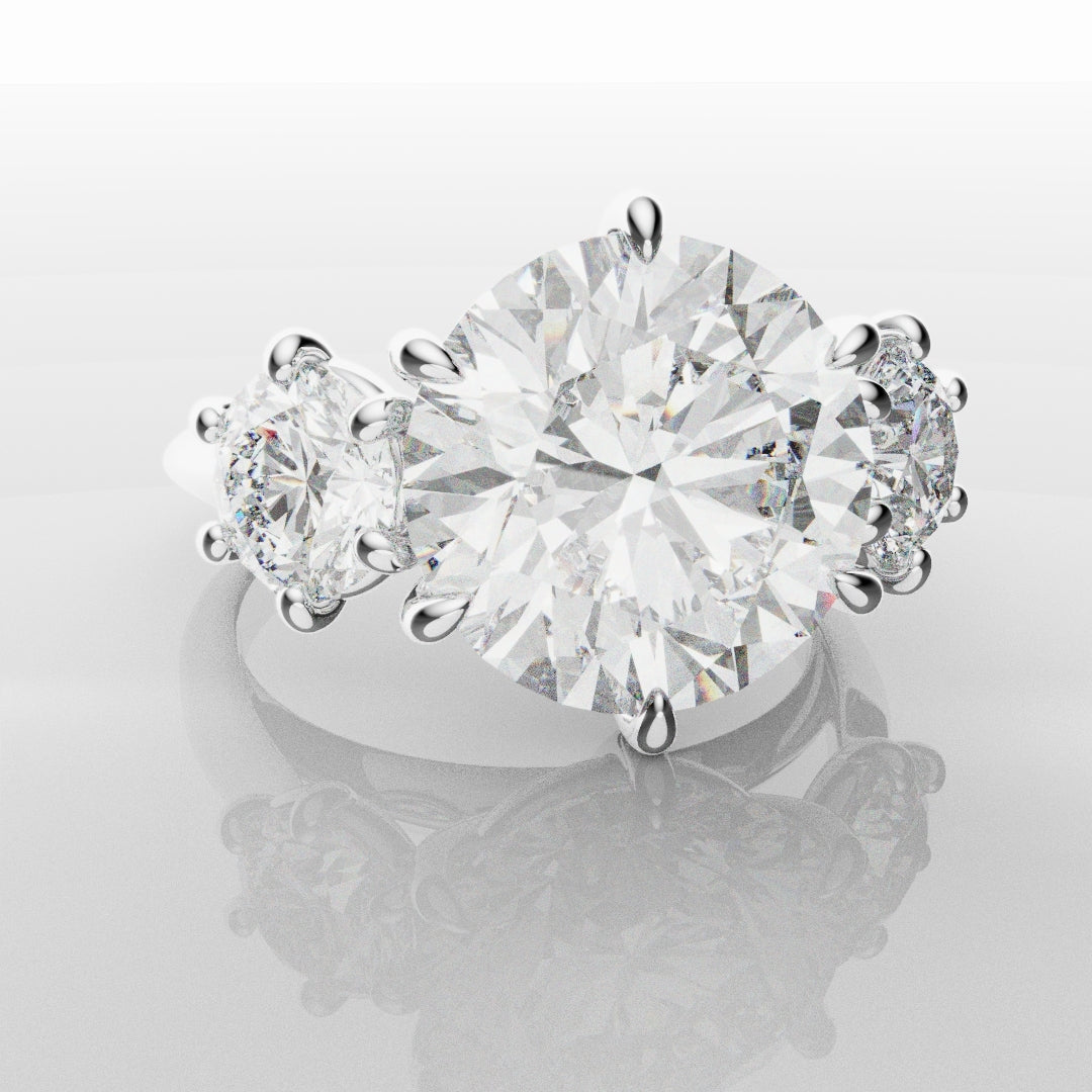 Six Claw Classic Round Trilogy Engagement Ring