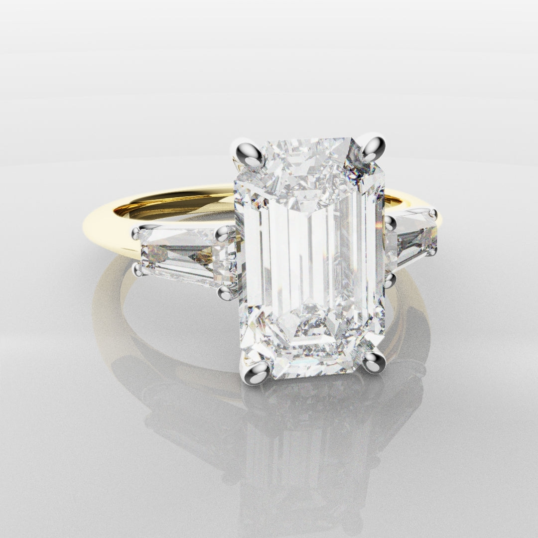 Emerald Cut Diamond Ring With Tapered Baguettes