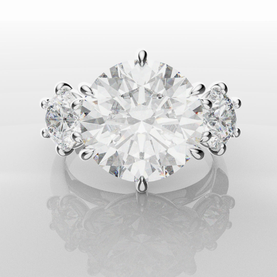 Six Claw Classic Round Trilogy Engagement Ring