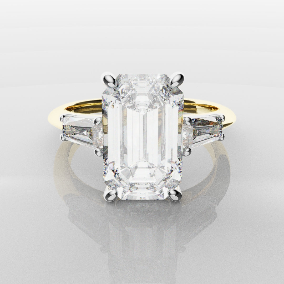 Emerald Cut Diamond Ring With Tapered Baguettes