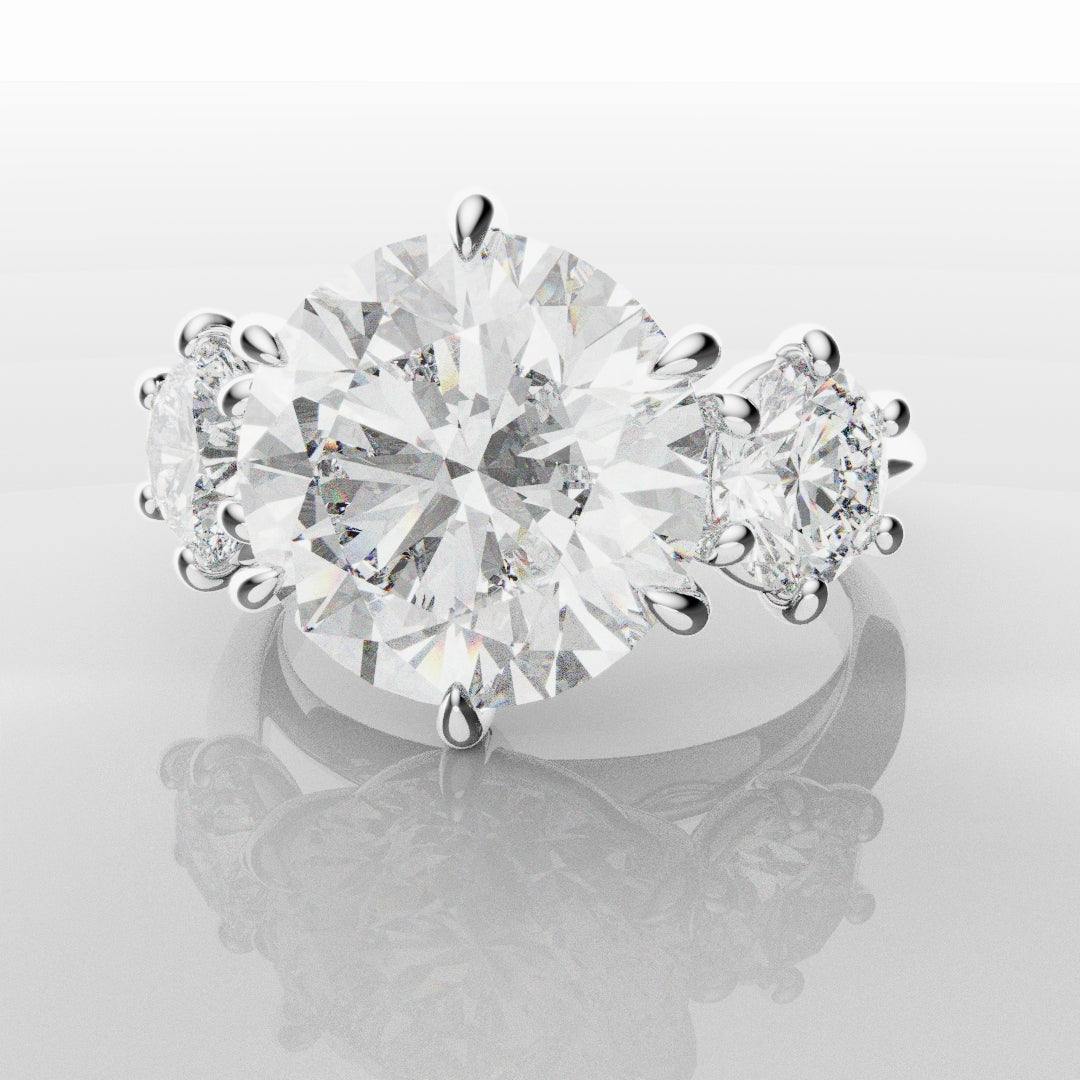 Six Claw Classic Round Trilogy Engagement Ring