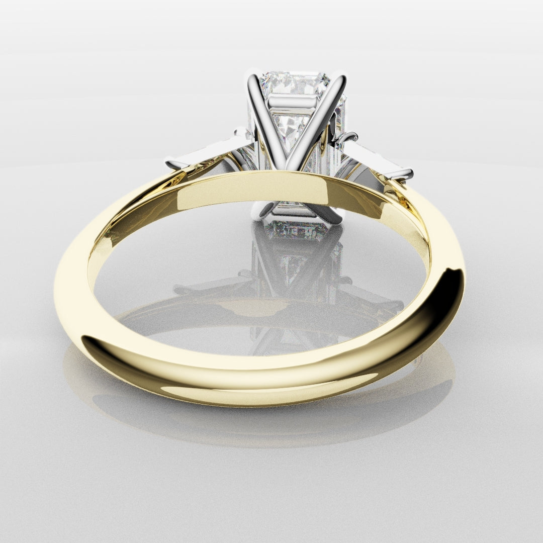 Emerald Cut Diamond Ring With Tapered Baguettes