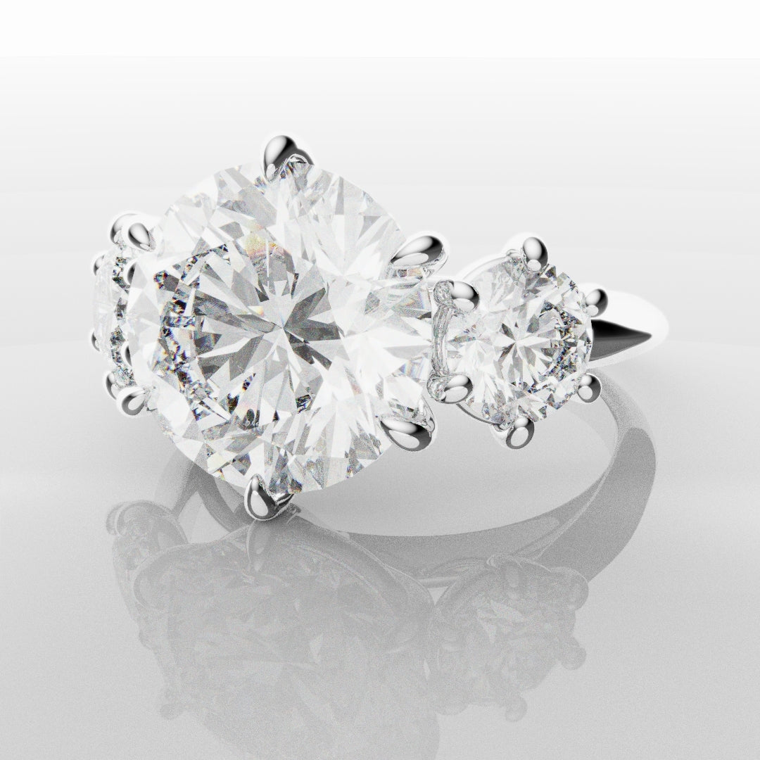 Six Claw Classic Round Trilogy Engagement Ring