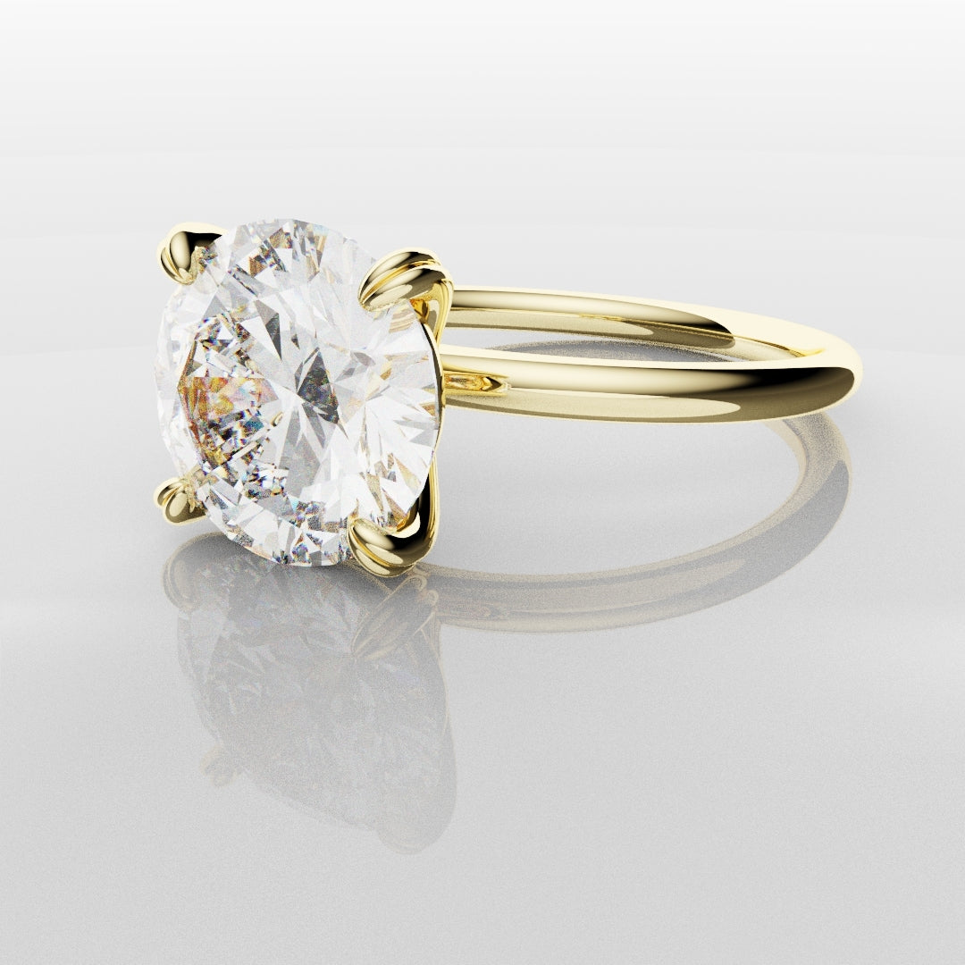 3ct Round Brilliant Cut Yellow Gold Solitaire Engagement Ring