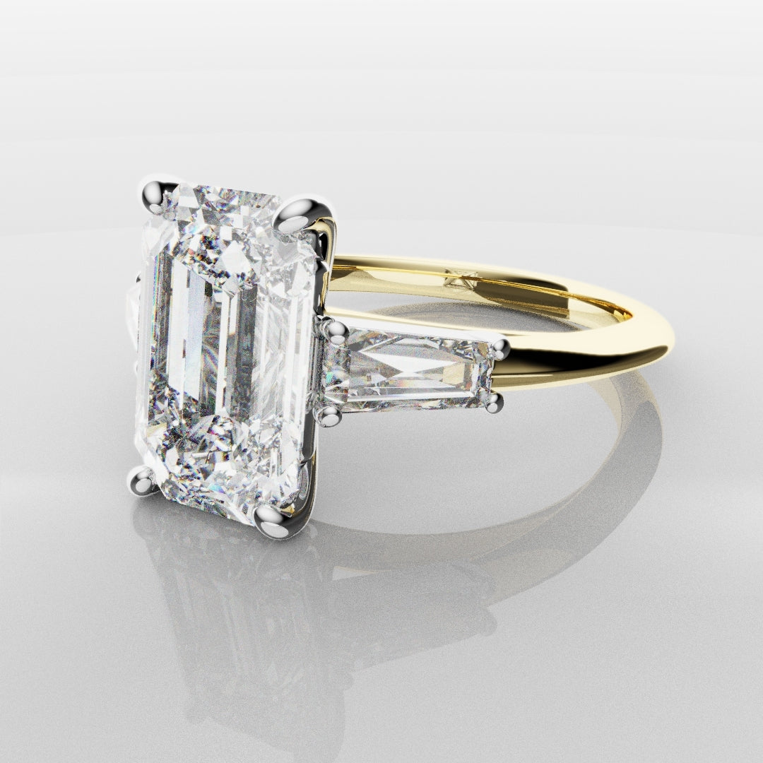 Emerald Cut Diamond Ring With Tapered Baguettes
