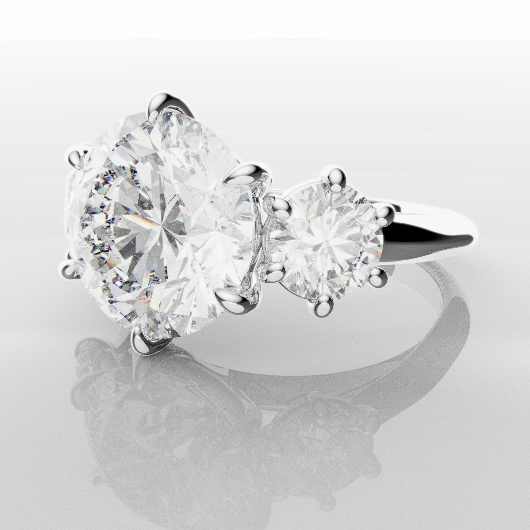 Six Claw Classic Round Trilogy Engagement Ring