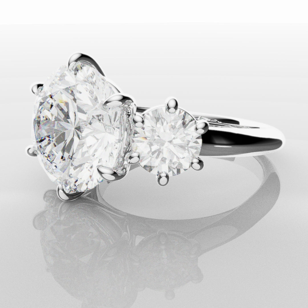 Six Claw Classic Round Trilogy Engagement Ring