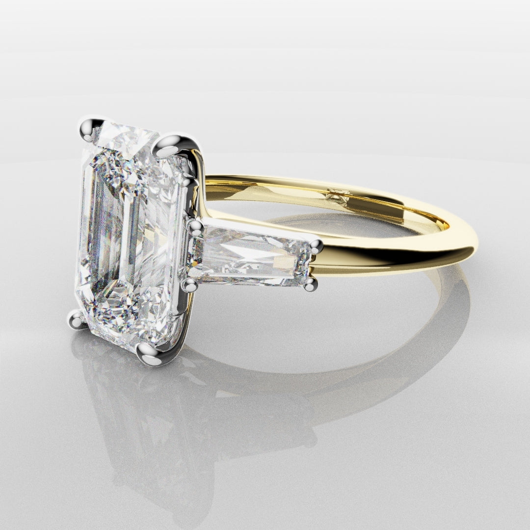 Emerald Cut Diamond Ring With Tapered Baguettes