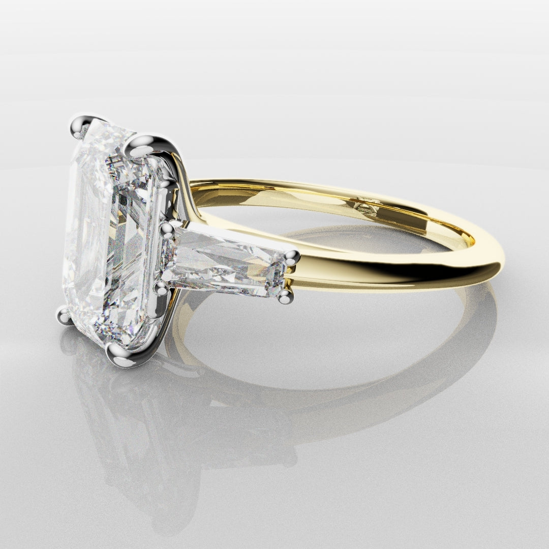 Emerald Cut Diamond Ring With Tapered Baguettes