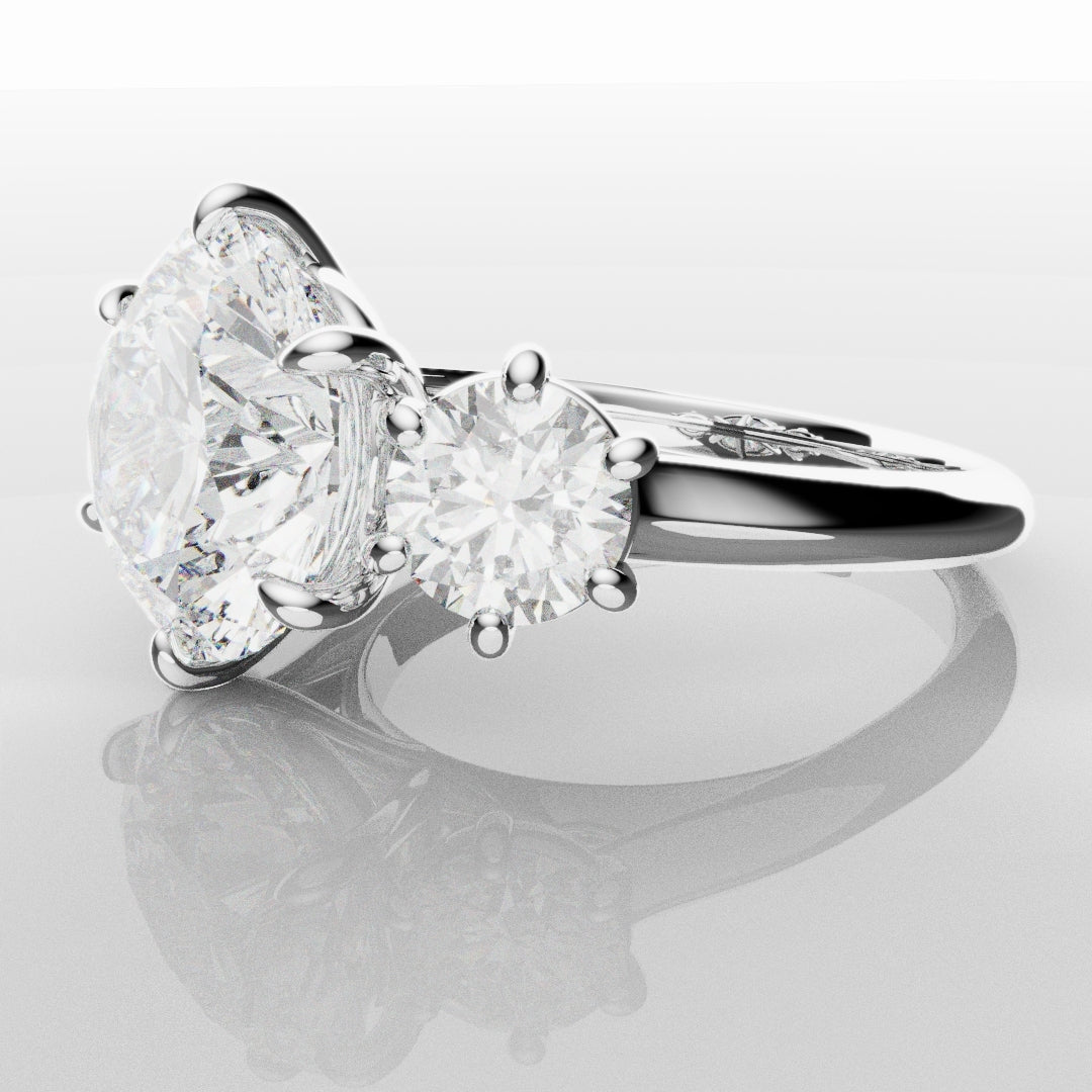 Six Claw Classic Round Trilogy Engagement Ring