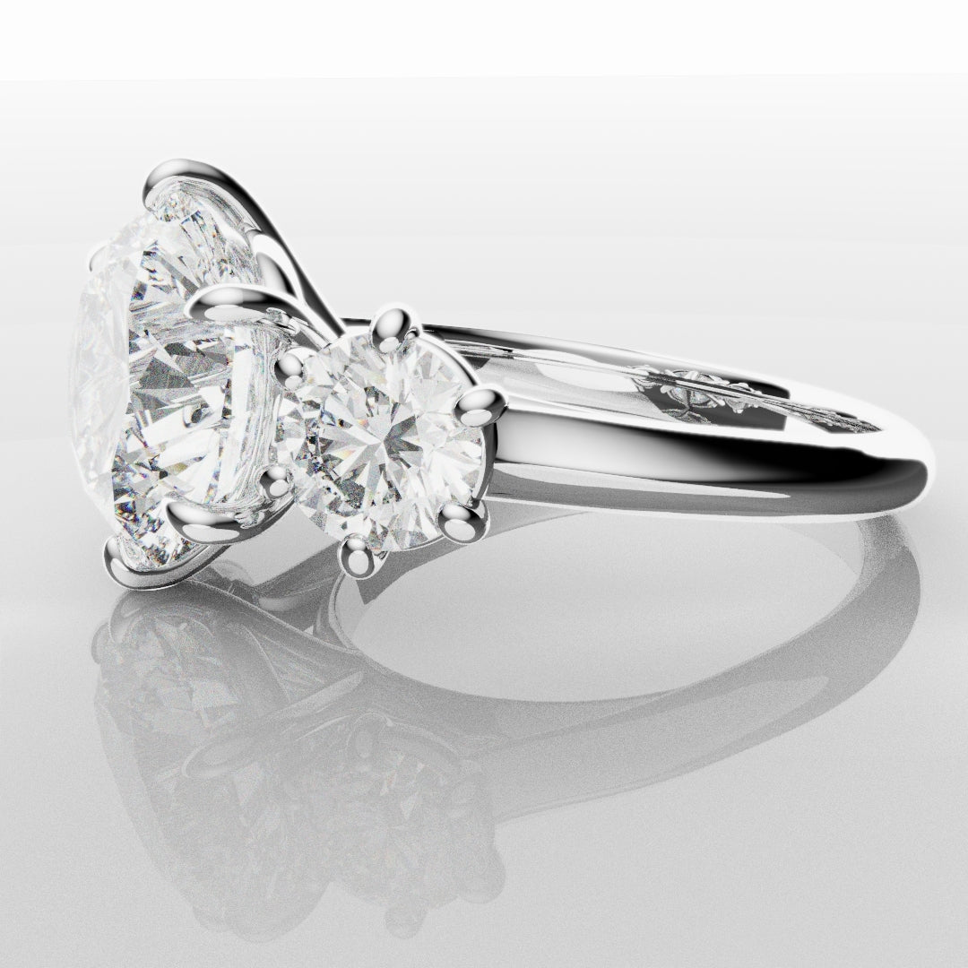 Six Claw Classic Round Trilogy Engagement Ring