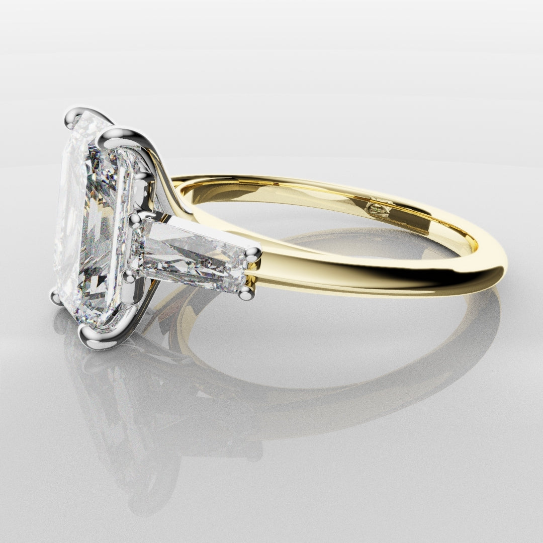 Emerald Cut Diamond Ring With Tapered Baguettes