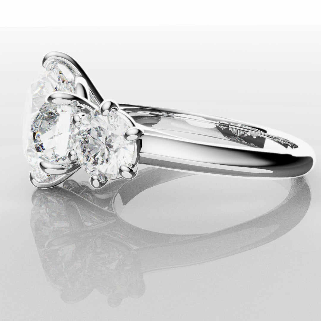 Six Claw Classic Round Trilogy Engagement Ring