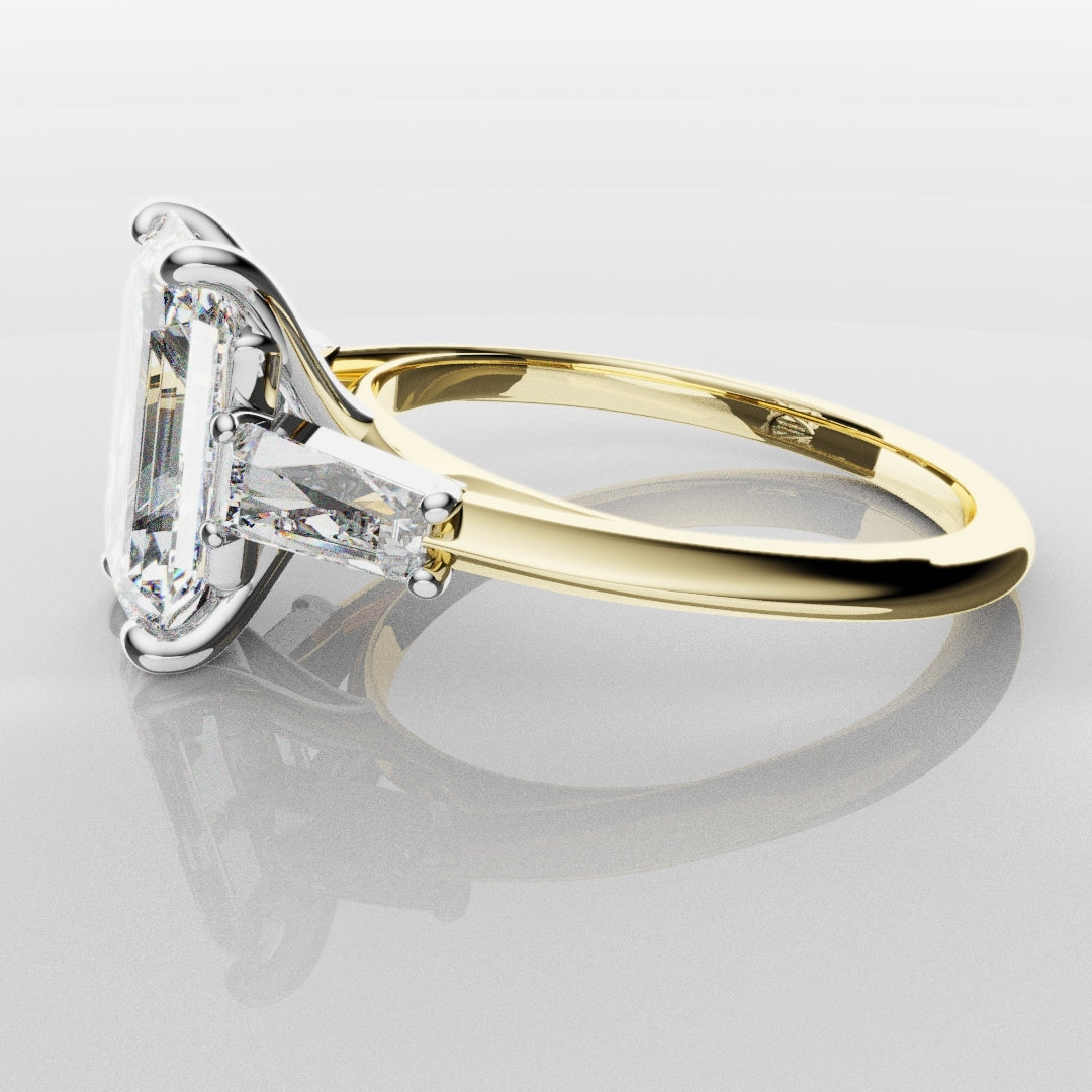 Emerald Cut Diamond Ring With Tapered Baguettes