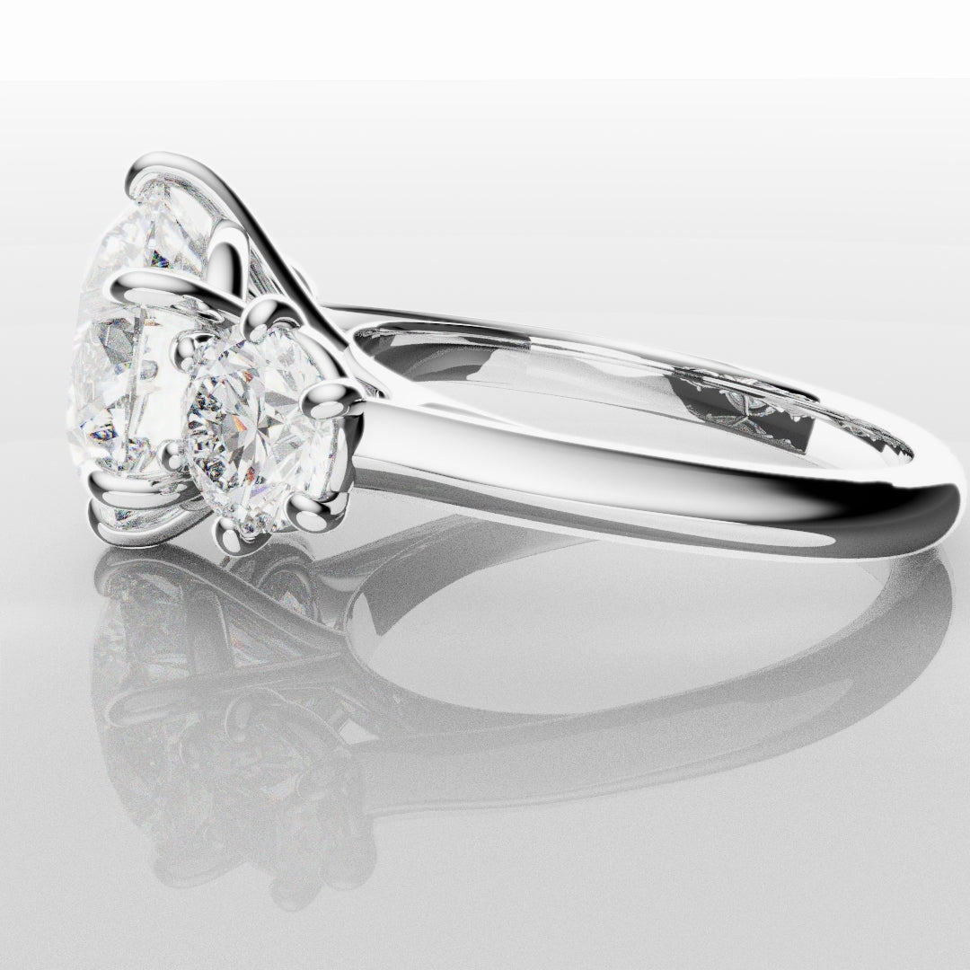 Six Claw Classic Round Trilogy Engagement Ring