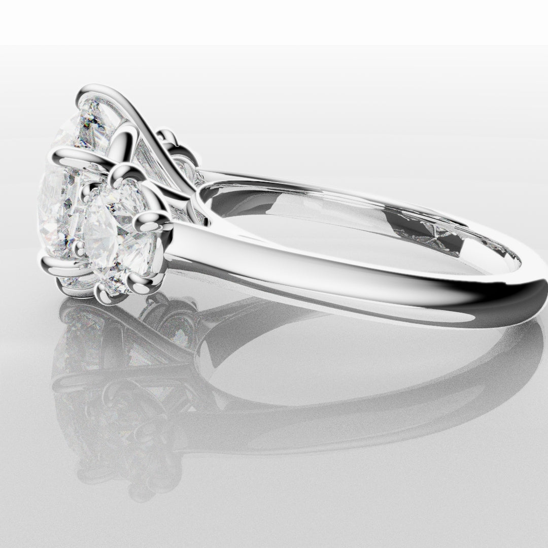 Six Claw Classic Round Trilogy Engagement Ring