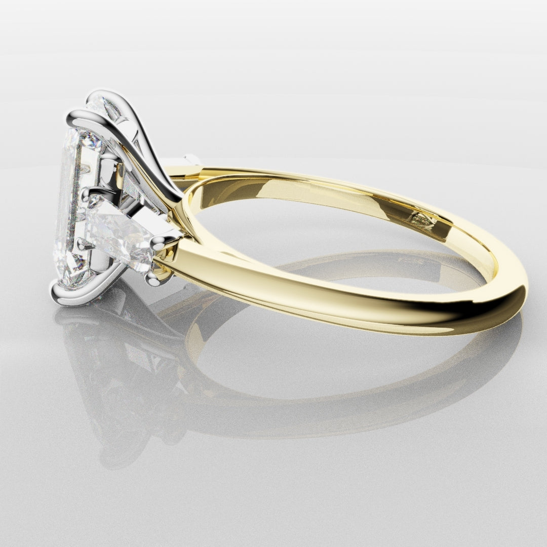 Emerald Cut Diamond Ring With Tapered Baguettes