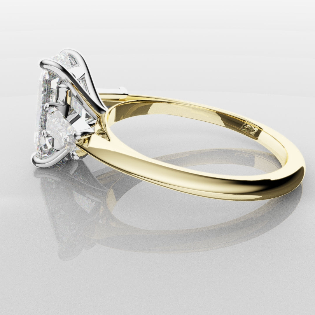 Emerald Cut Diamond Ring With Tapered Baguettes