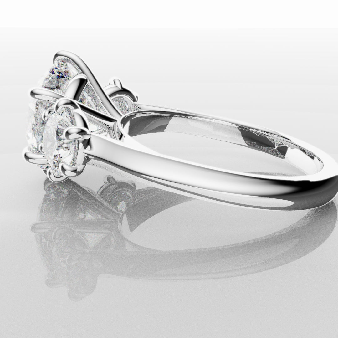 Six Claw Classic Round Trilogy Engagement Ring
