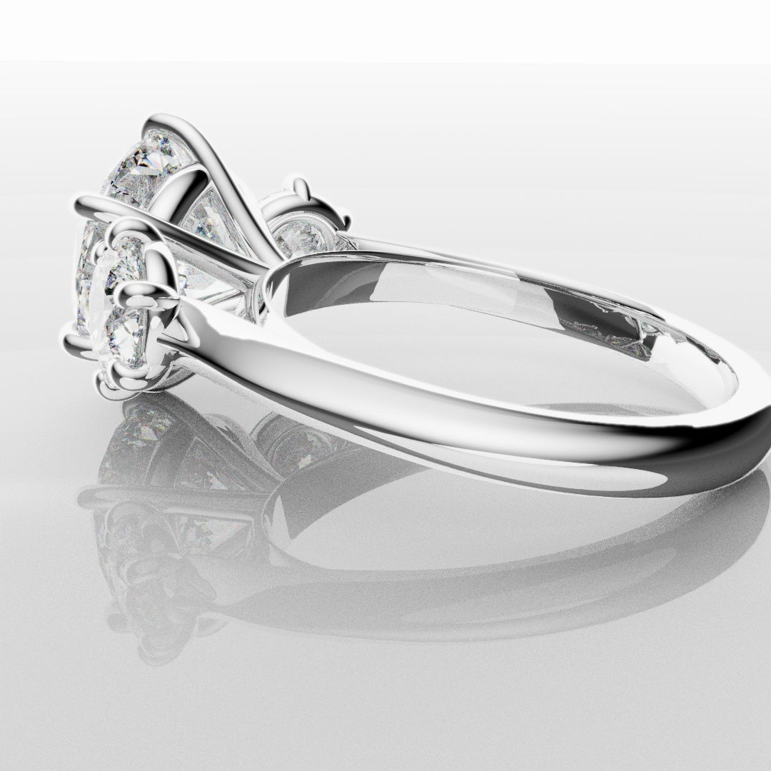 Six Claw Classic Round Trilogy Engagement Ring