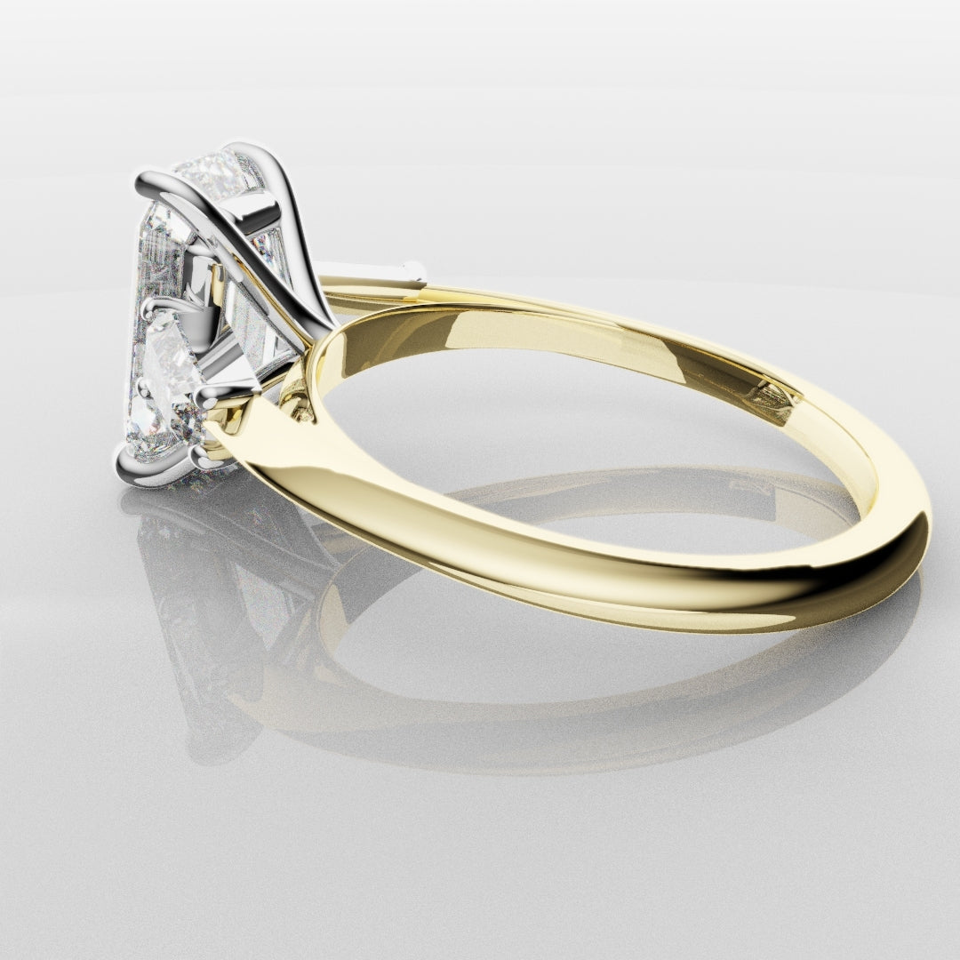 Emerald Cut Diamond Ring With Tapered Baguettes