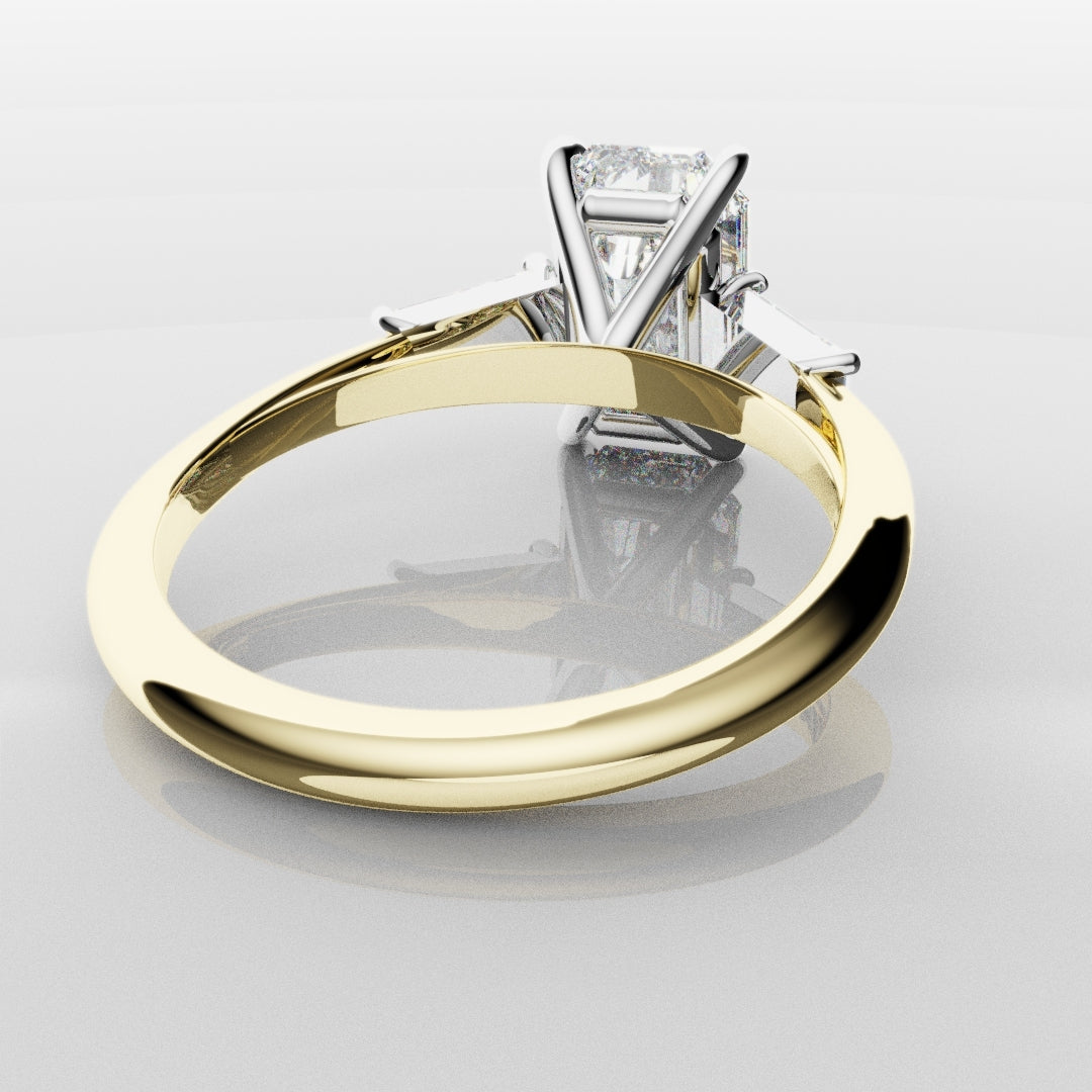Emerald Cut Diamond Ring With Tapered Baguettes