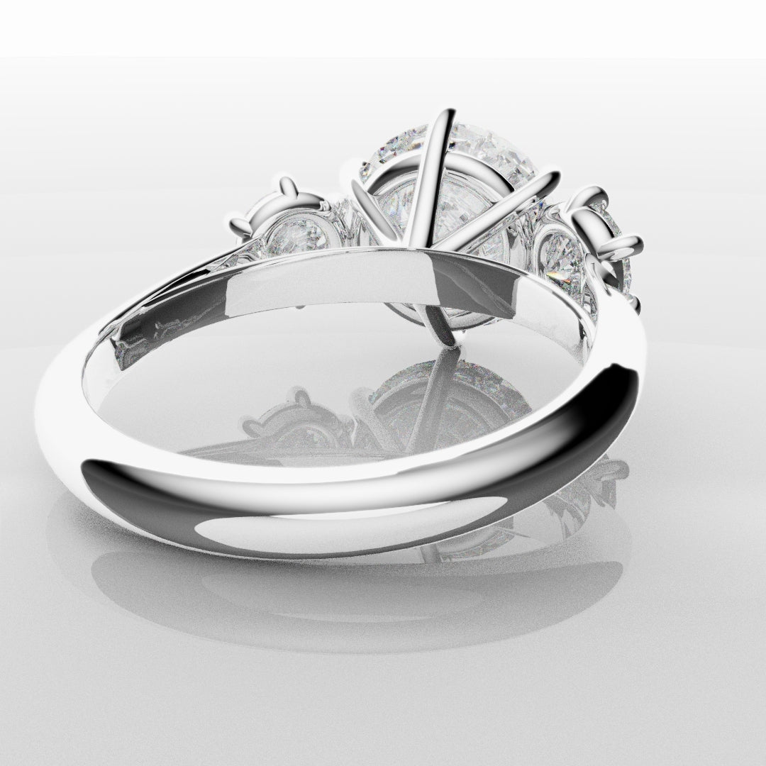 Six Claw Classic Round Trilogy Engagement Ring