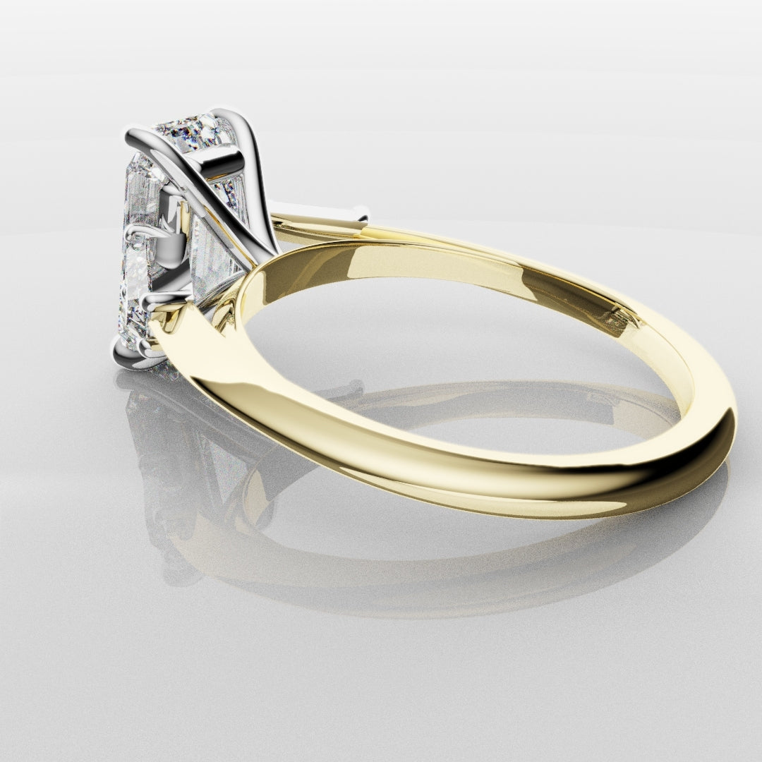 Emerald Cut Diamond Ring With Tapered Baguettes