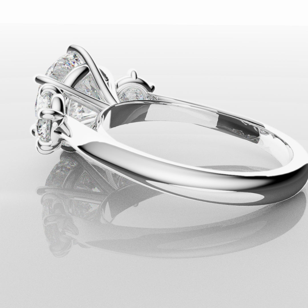 Six Claw Classic Round Trilogy Engagement Ring