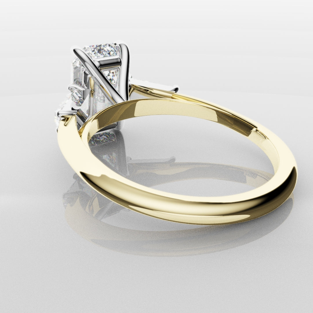Emerald Cut Diamond Ring With Tapered Baguettes