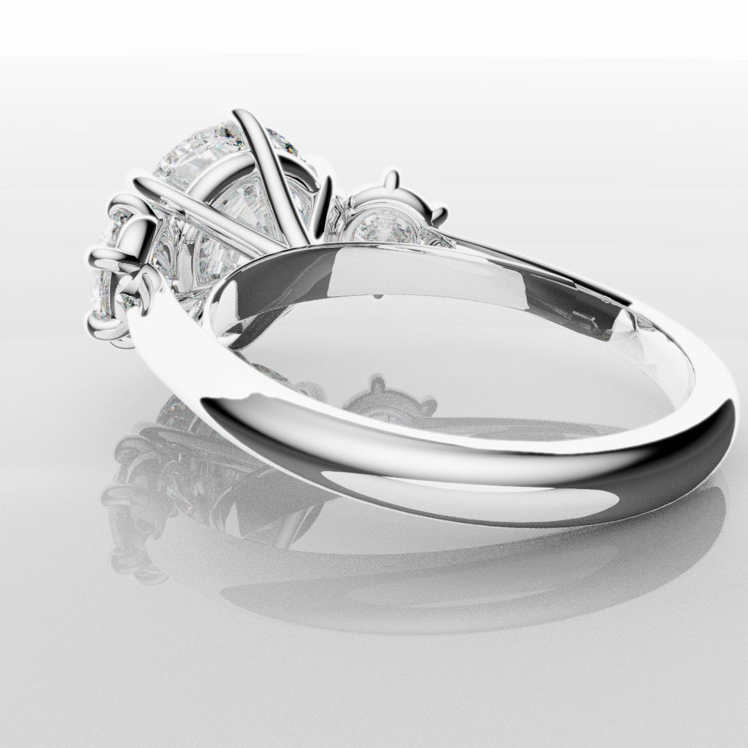 Six Claw Classic Round Trilogy Engagement Ring