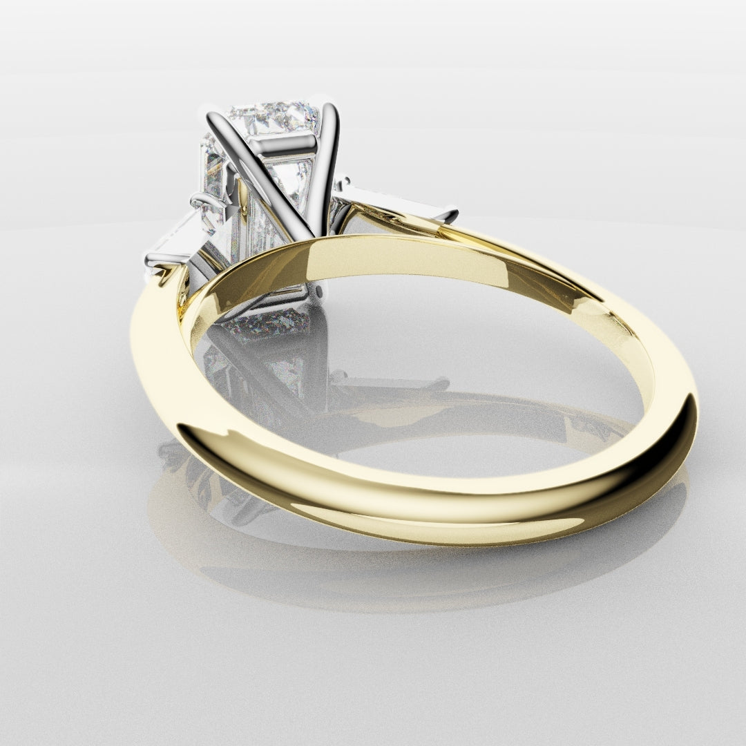 Emerald Cut Diamond Ring With Tapered Baguettes