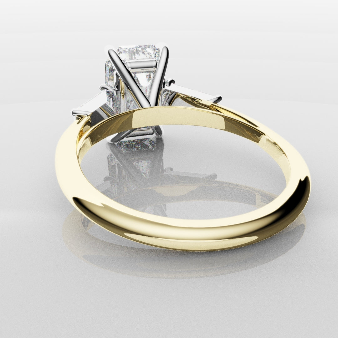 Emerald Cut Diamond Ring With Tapered Baguettes