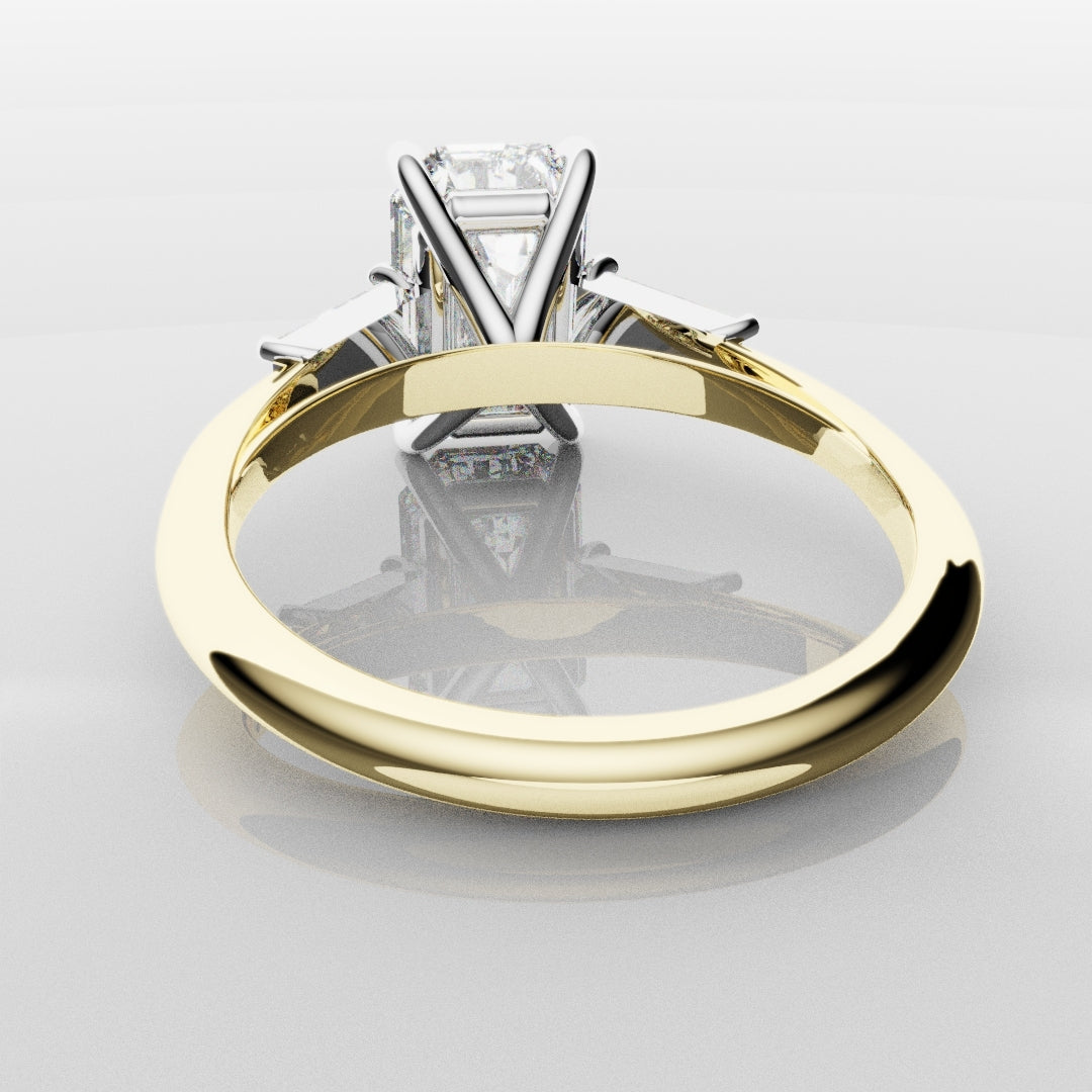 Emerald Cut Diamond Ring With Tapered Baguettes